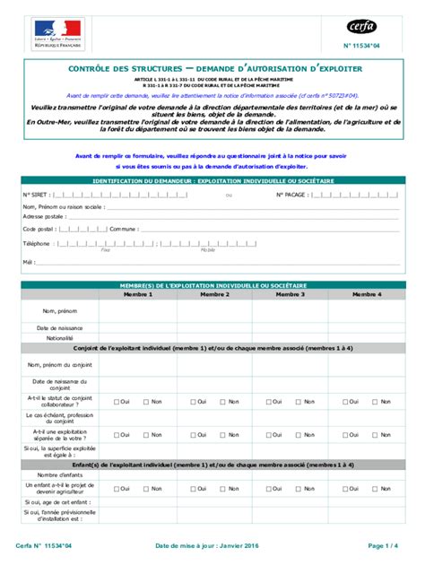 Remplissable En Ligne Demande Dautorisation Dexploiter Formulaire