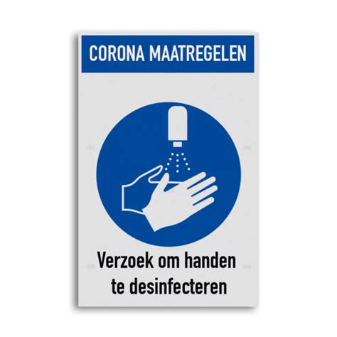 Bord Handen Desinfecteren Verplicht Op Voorraad Informatiebord Nl