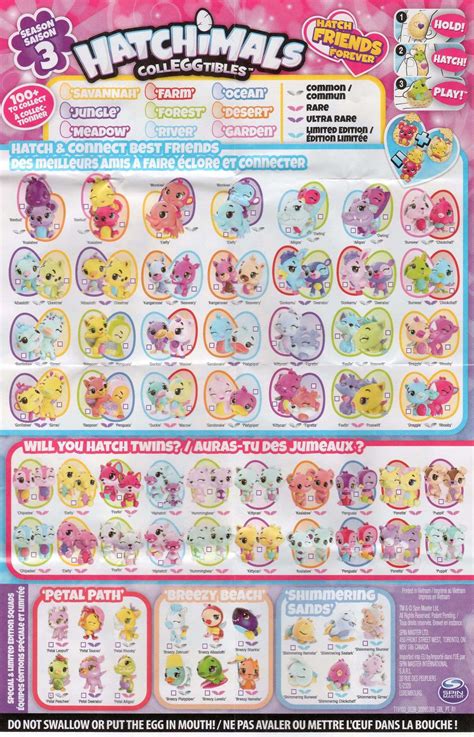 Hatchimals Colleggtibles Season 3 Checklist List Insert Collector Guide