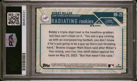 2023 Topps Chrome Update RR25 Bobby Miller Radiating Rookies PSA 10 EBay