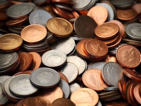 Commemorative Coins Pile Of Golden Coin Silver Coin Copper Coin