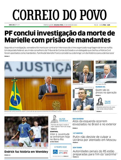 Capa Correio do Povo Edição Segunda 25 de Março de 2024