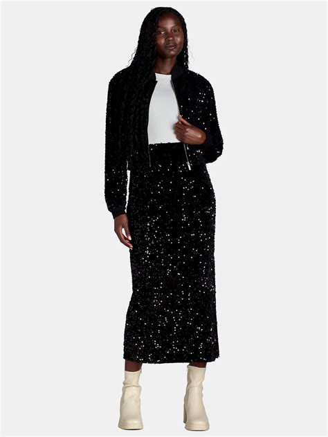 Madden Nyc Womens And Womens Plus Sequin Velvet Maxi Skirt Sizes Xxs 3x