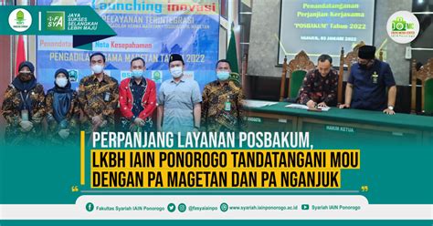 Perpanjang Layanan Posbakum Lkbh Iain Ponorogo Tandatangani Mou Dengan