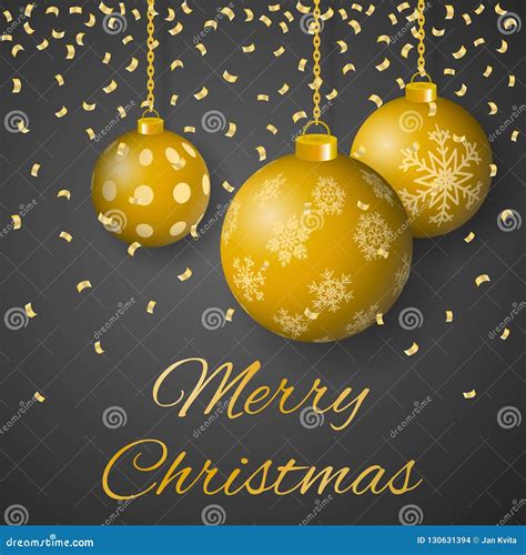 Merry Christmas Luxury Greeting Card Vector With Decorated Hanging Gold