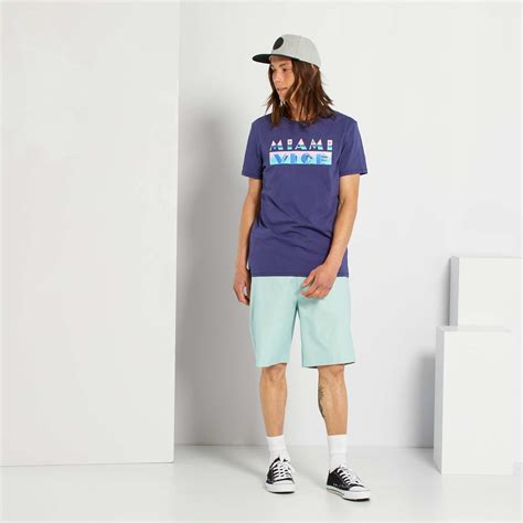 Bermudas de lino y algodón Hombre talla S XXL azul Kiabi 15 00