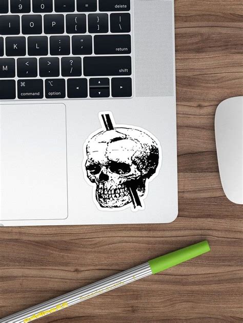 Skull With Tamping Iron Diagram Front And Lateral View Sticker For