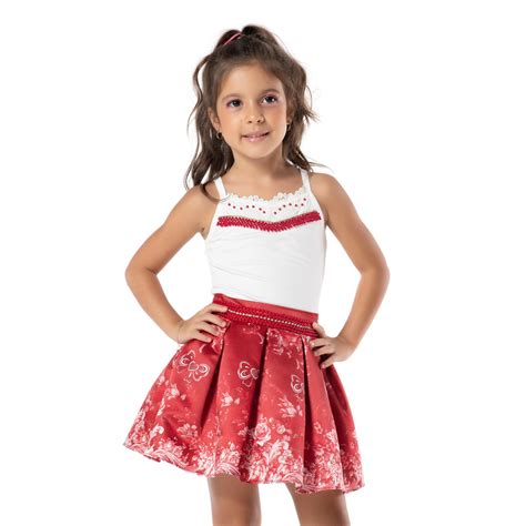 CONJUNTO DE BLUSA E SAIA LAÇOS Kukixo Moda Infantil