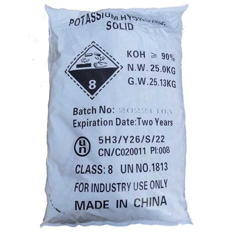 90 Cas 1310 58 3 Potassium Hydroxide Flakes 25tons Per 20feet Container