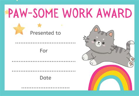 Paw Some Cats Reward Certificates Teaching Resources