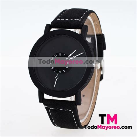 Reloj Negro De Hombre Extensible Piel Sintetica R2347 TodoMayoreo