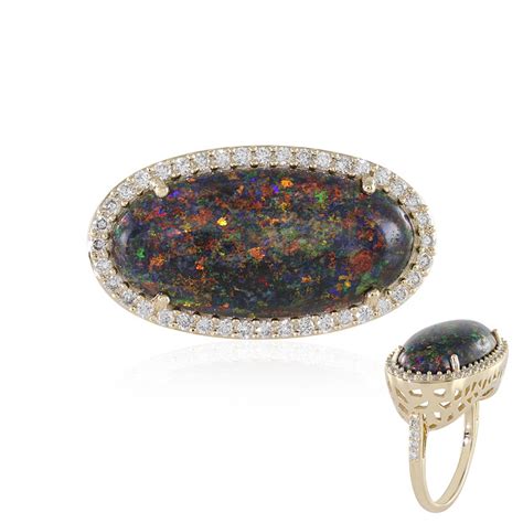 Schicker Andamooka Opal 585 Gold Ring Australien 9 8ct