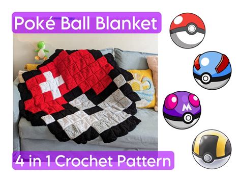 Pokemon Poke Ball Blanket Crochet Pattern Great Ball, Ultra Ball, and ...