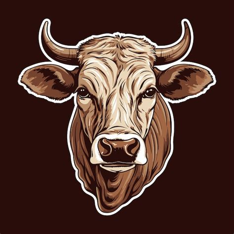 Premium Vector Cow Head Cartoon Style Drawing Vector