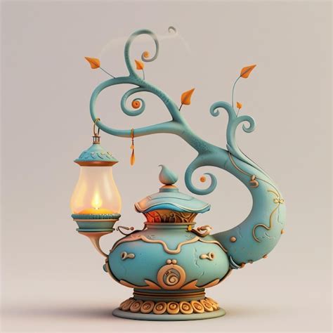 Premium Photo Isolated Whimsical 3d Cartoon Genies Lamp Workshop