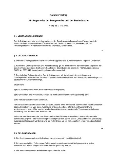 Pdf Kollektivvertrag F R Angestellte Der Baugewerbe Und A Der