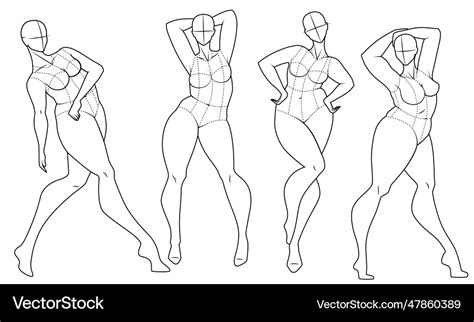 Plus Size Fashion Figure Templates Royalty Free Vector Image