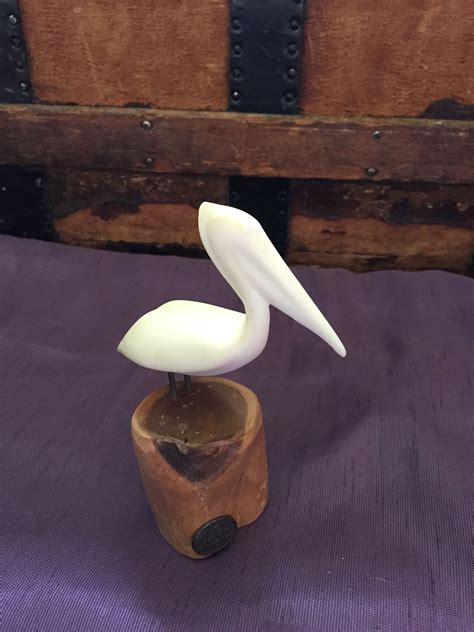 Vintage Pelican Sculpture Wood Base By John Perry Collectibles Free Usa