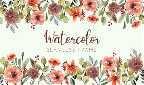 Premium Vector Watercolor Orange Terracotta Floral Seamless Frame Border