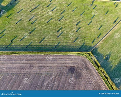 Ploughed And Grass Fields Aerial View Stock Photo Image Of Fields