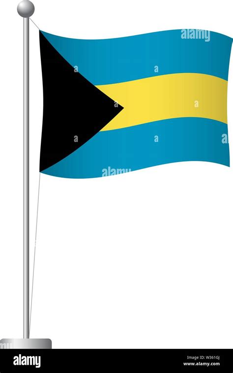 Bahamas Flag On Pole Metal Flagpole National Flag Of Bahamas Vector