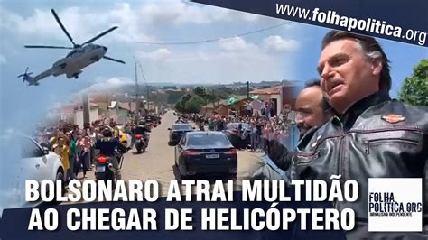 Bolsonaro atrai multidão em Piraí do Sul ao chegar de helicóptero e