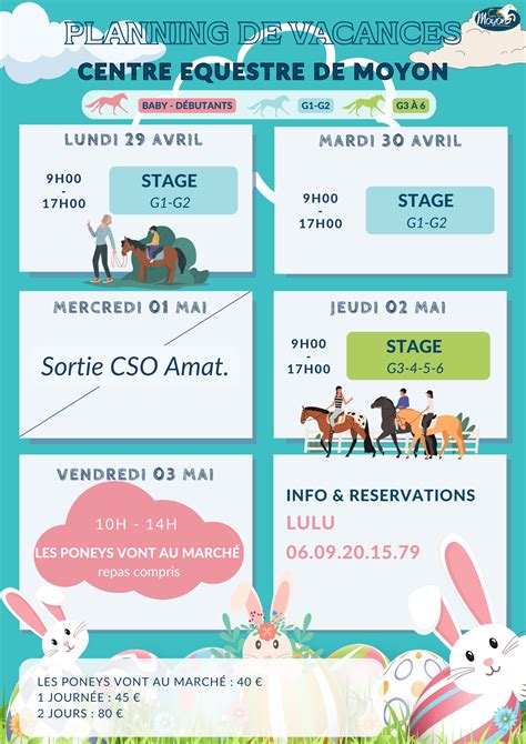 Planning Vacances D Avril 2024 Moyon Equitation