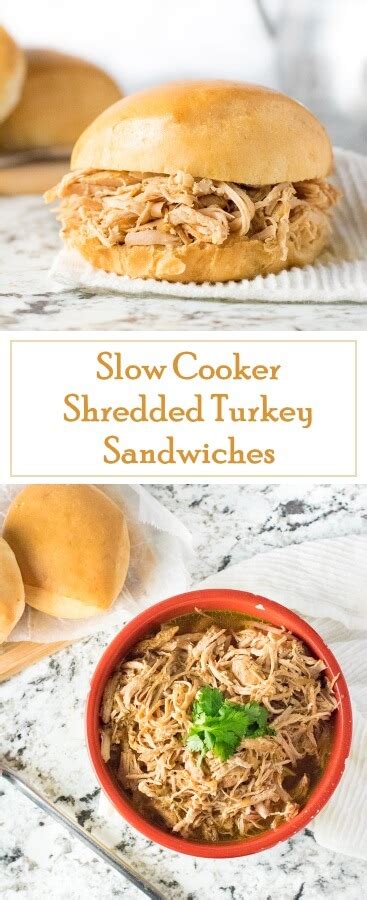 Slow Cooker Shredded Turkey Sandwiches - Fox Valley Foodie