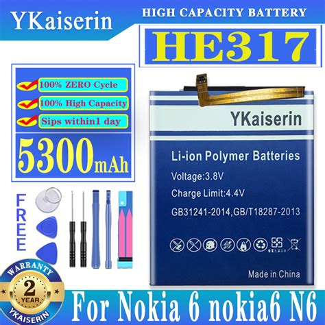 HE317 5300mAh Battery For Nokia 6 Nokia6 N6 TA 1000 TA 1003 TA 1021 TA