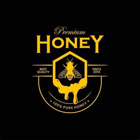 Diseño de logotipo de producto premium de abeja de miel Vector