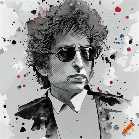 Pop Art Portrait Of Bob Dylan On A White Background