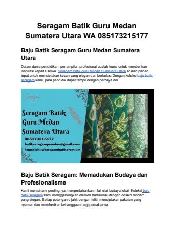 Seragam Batik Guru Medan Sumatera Utara Seragam Batik Flip Pdf Anyflip