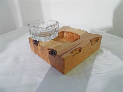 Cigar Ashtray Oak Wood Ashtray Custom Ashtray Wooden Cigar Etsy