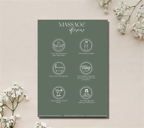 Massage Aftercare Card Template I Printable Aftercare Card I Etsy Uk