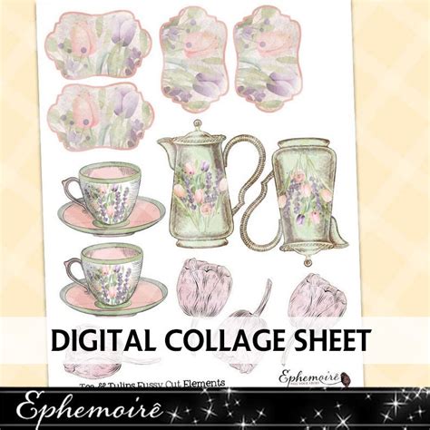 Printable Tea Ephemera Printable Ephemera Digital Etsy