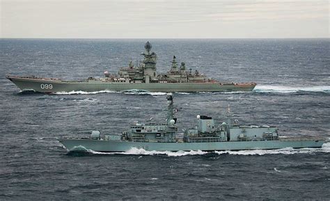 1800 X 1100 Russian Battlecruiser Pyotr Velikiy 099 And Hms Northumberland F238 Type 23