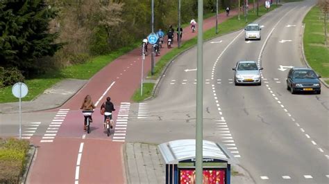 Separate Cycle Path Next To Dual Carriageway In The Netherlands 61