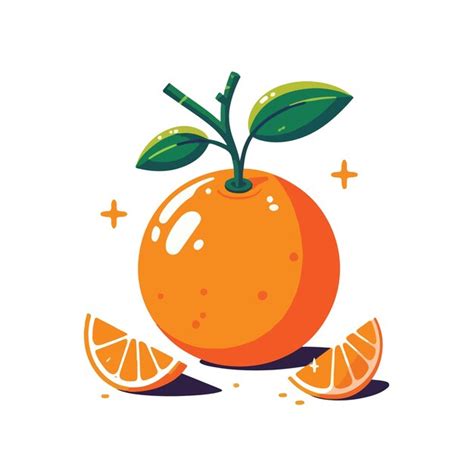 An Orange With A Green Leaf On It And A White Background Premium Ai