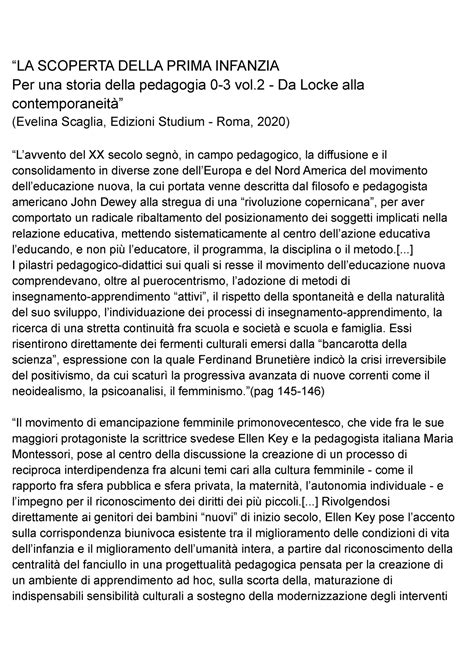 LA Scoperta Della Prima Infanzia LA SCOPERTA DELLA PRIMA INFANZIA