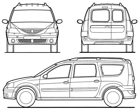 2007 Dacia Logan Mcv Minivan Blueprints Free Outlines