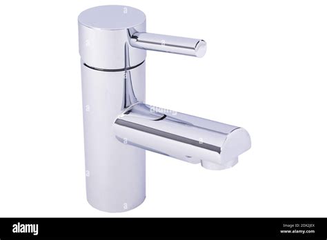 A Modern Faucet A Cold Hot Water Mixer Tap For Bathroom And Kitchen Isolated On A White