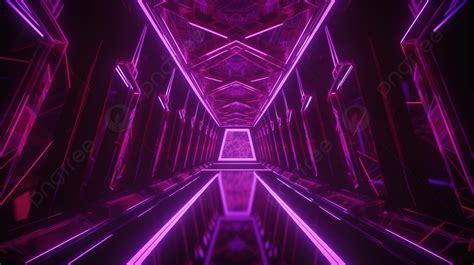 Fundo Túnel Futurista Com Luzes Rosa Fundo Vista Em Perspectiva De Ilustração 3d Do Fantástico