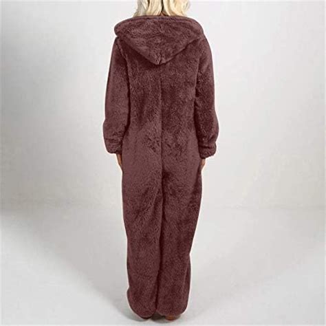 Femme Combinaison Pyjama Hiver Couleur Unie Hiver Capuche Vetements