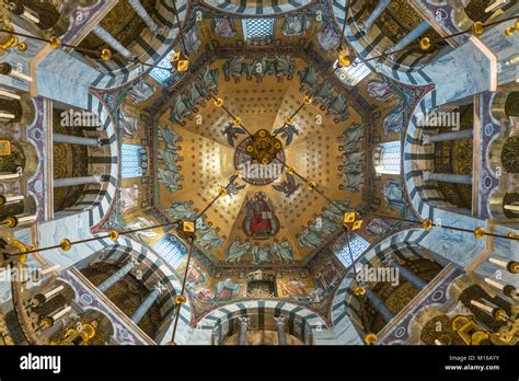 Dome Octagon With Ceiling Mosaic In Aachen Cathedral Aachen North