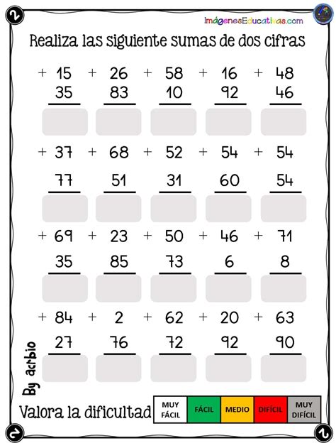 SUMAS DE NÚMEROS DOS CIFRAS Imagenes Educativas