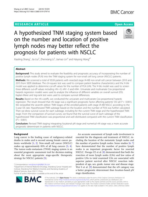 Pdf A Hypothesized Tnm Staging System Based On The Number And