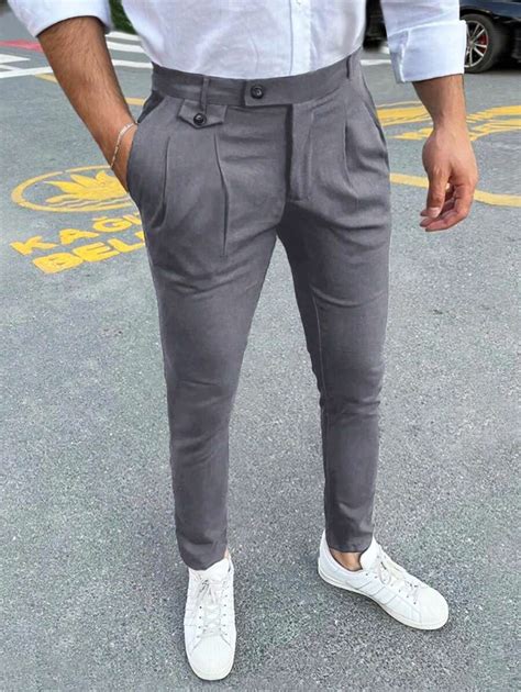 Manfinity Mode Men Fold Pleated Detail Slant Pocket Suit Pants Shein Usa