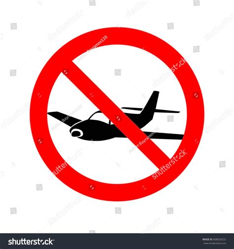 No Flying On White Backgroundprohibit Sign Stock Vector Royalty Free