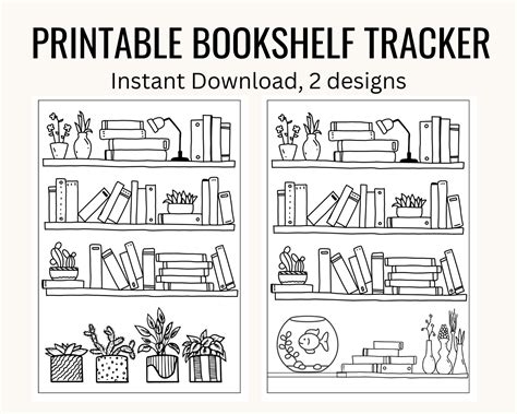 Printable Bookshelf Book Tracker Reading Tracker Reading Goal Digital