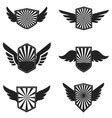 Set Emblems With Wings Design Element For Logo Vector Image